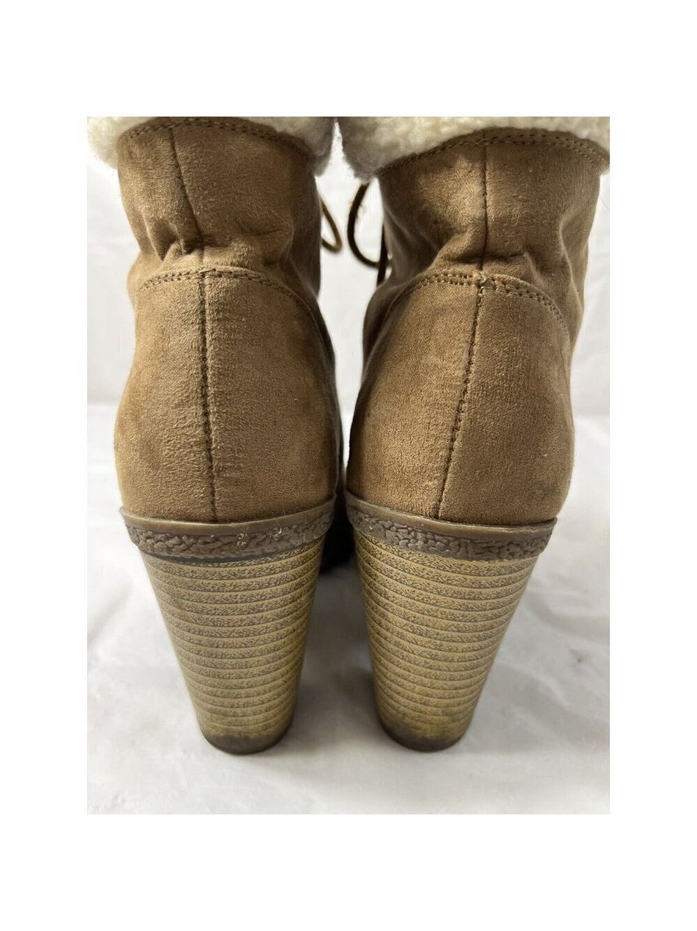 Women’s Brash Moto Boots Size 6 1/2 Sherpa Trim platform - Picture 5 of 15